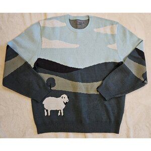 Mens DJAB Par Simons Vision Multi-Color Sheep Graphic Knit Sweater medium